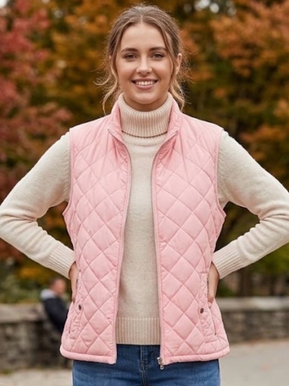 Fuinloth Quilted Pink Zippered Vest